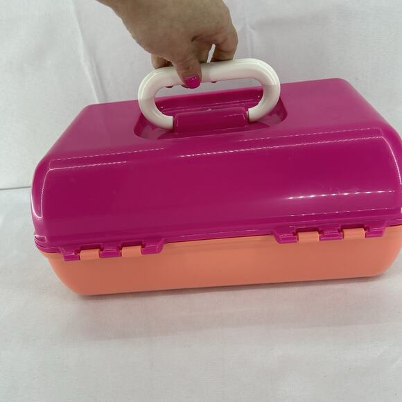 Caboodles Pink Peach Color Block Makeup Jewelry Case Holder Made In USA - Picture 3 of 9
